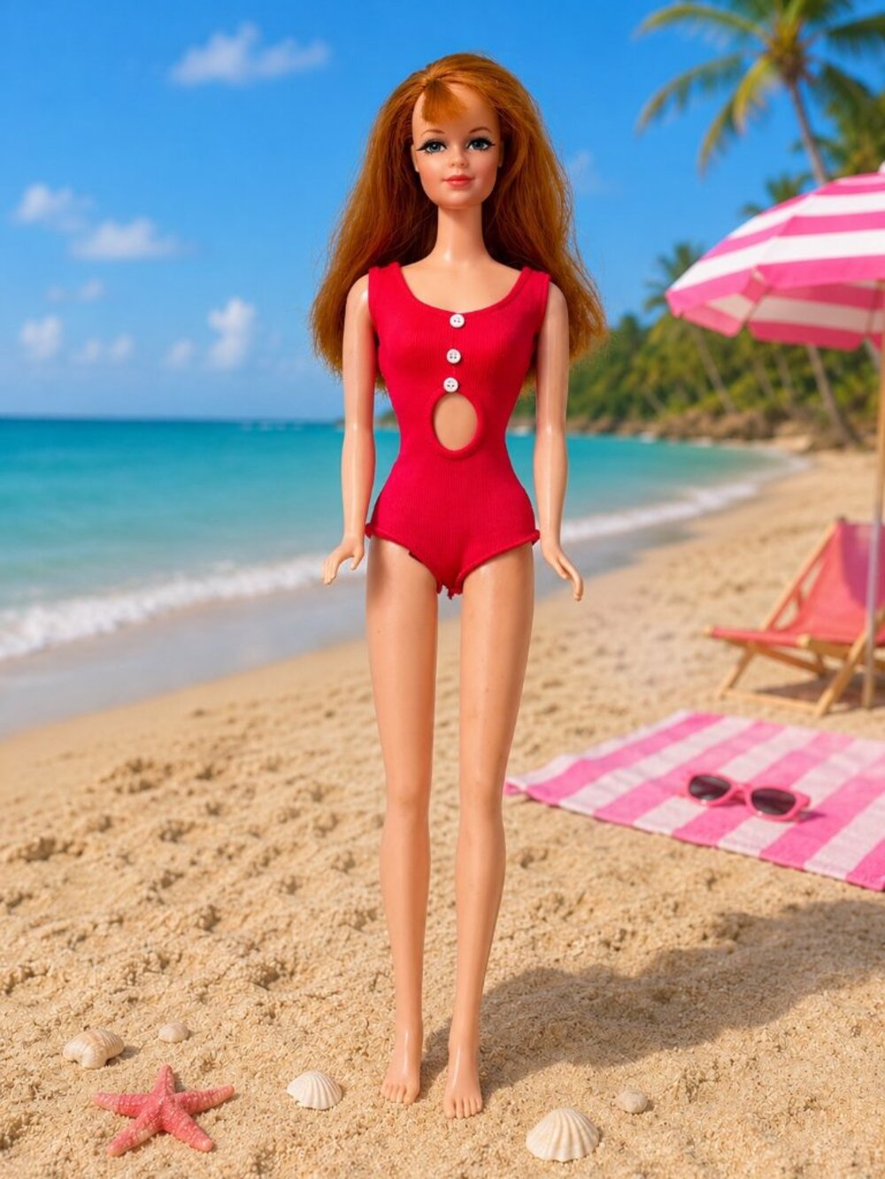 Vintage Talking Stacey Mattel Barbie Doll Red Hair Japan